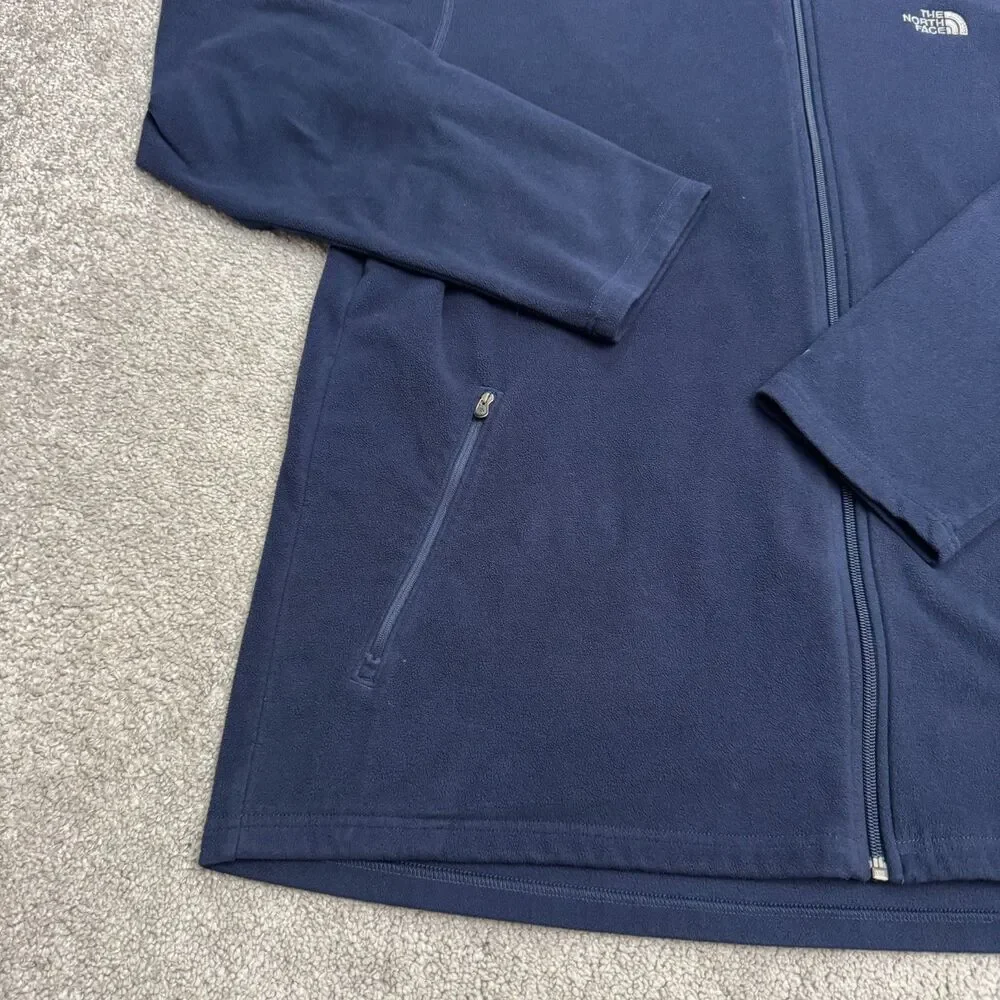 The North Face TKA 100 Full Zip Fleece Jacket Men XXL Navy Blue Warm Outdoor
